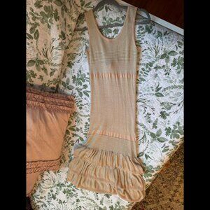 MANGO Tiered Knit Midi Dress w/ Gold Sparkle – M ✨